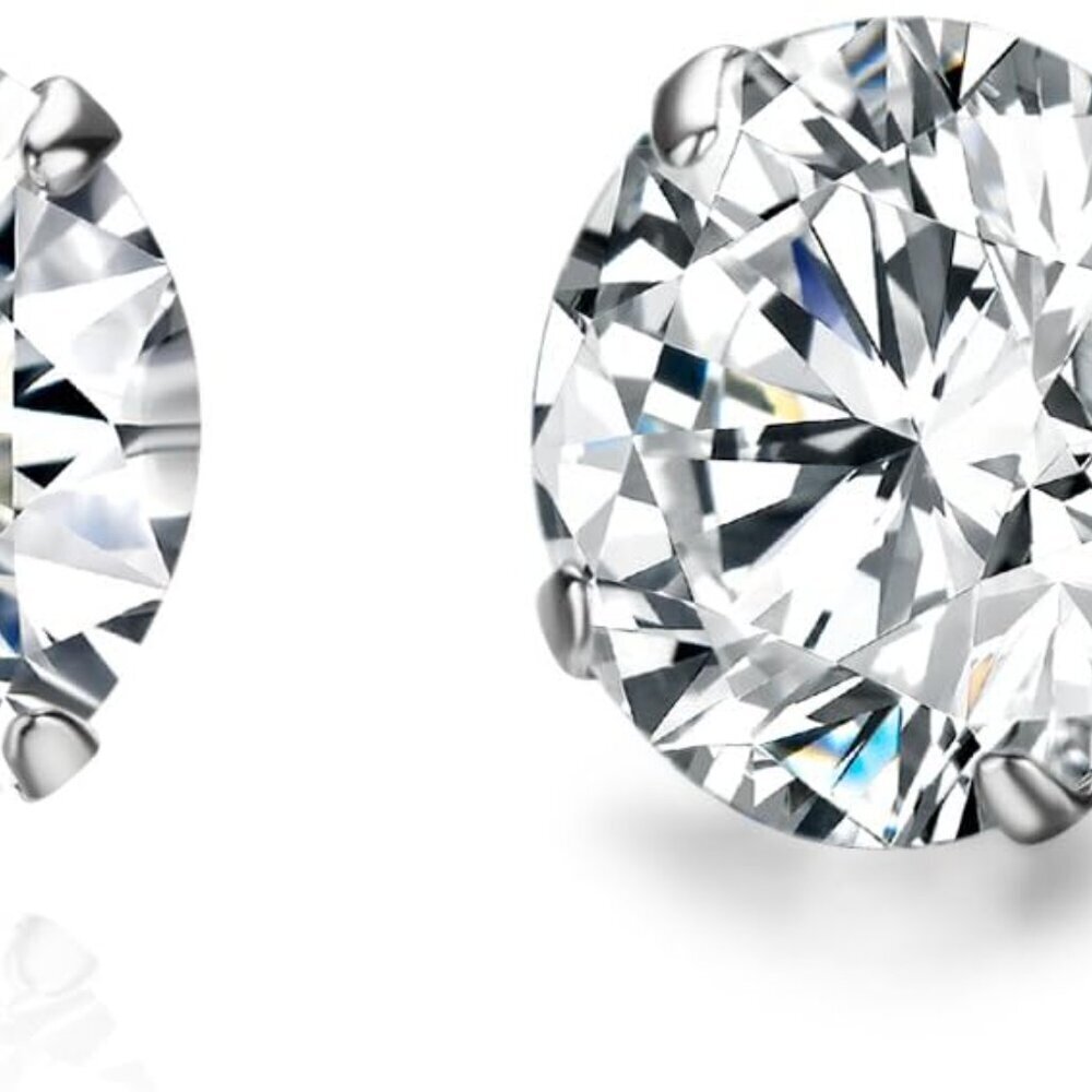 Sterling Silver Stud Earrings Austrian Crystals Platinum Plated Gift for Women